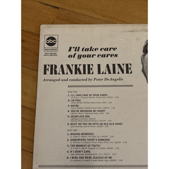 Frankie Laine- I'll‎ Take Care Of Your Cares Country 1967 ABCS-604 Vinyl 12'' - Picture 8 of 9